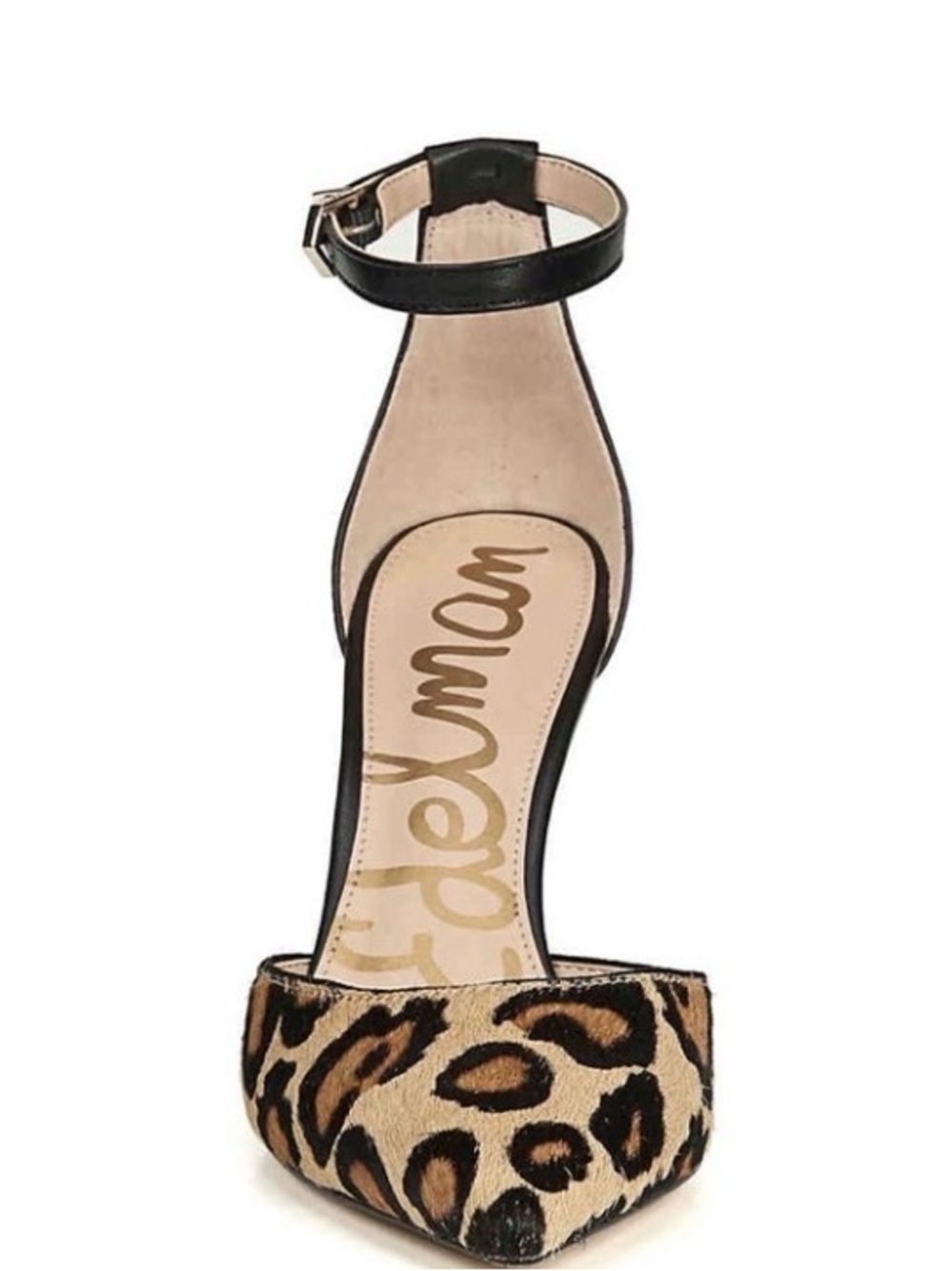 Sam Edelman Leopard Print Pointed Ankle-Strap Pump - Black/Leopard NIB size 8.5